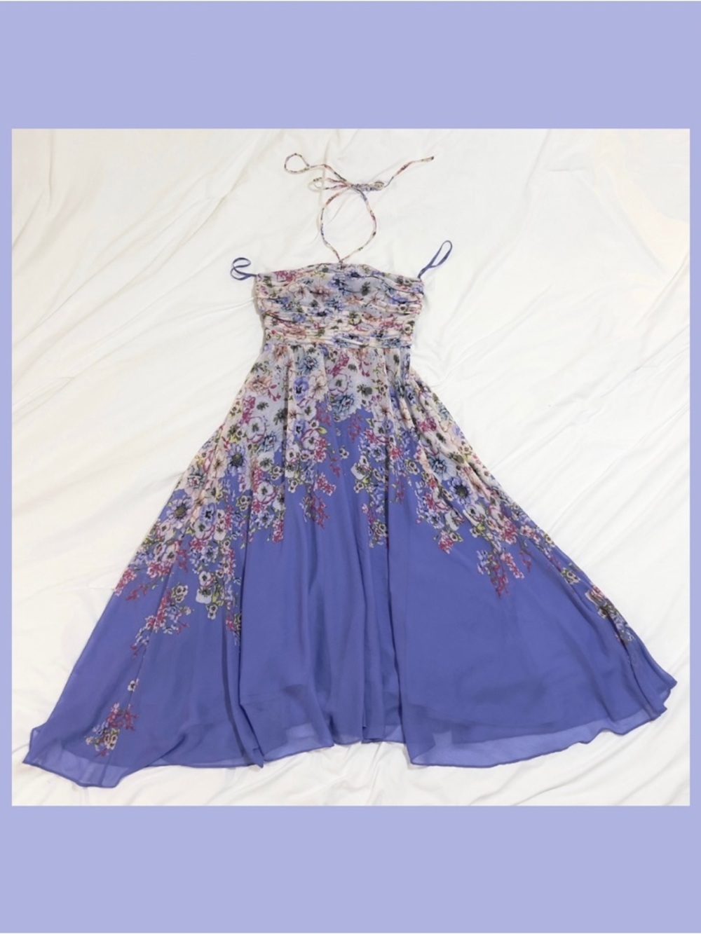 White House Black Market Floral Chiffon Strapless Midi Dress | 4